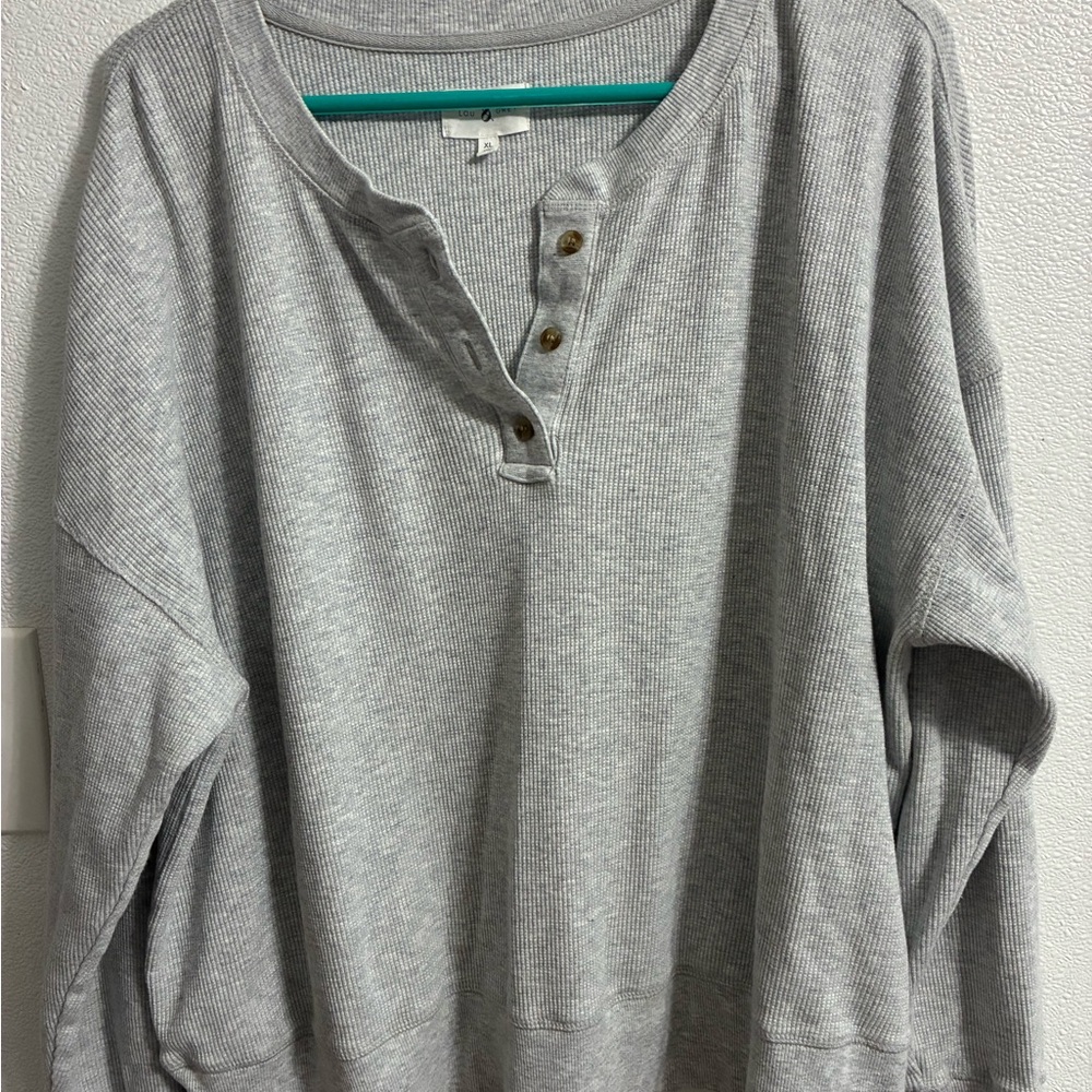Lou & Grey Light Gray Henley Sweatshirt